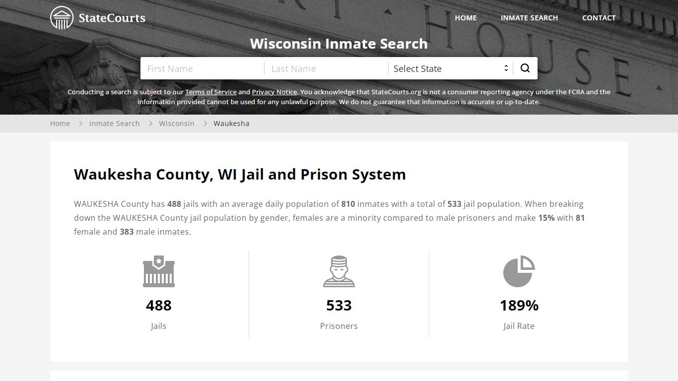 Waukesha County, WI Inmate Search - StateCourts